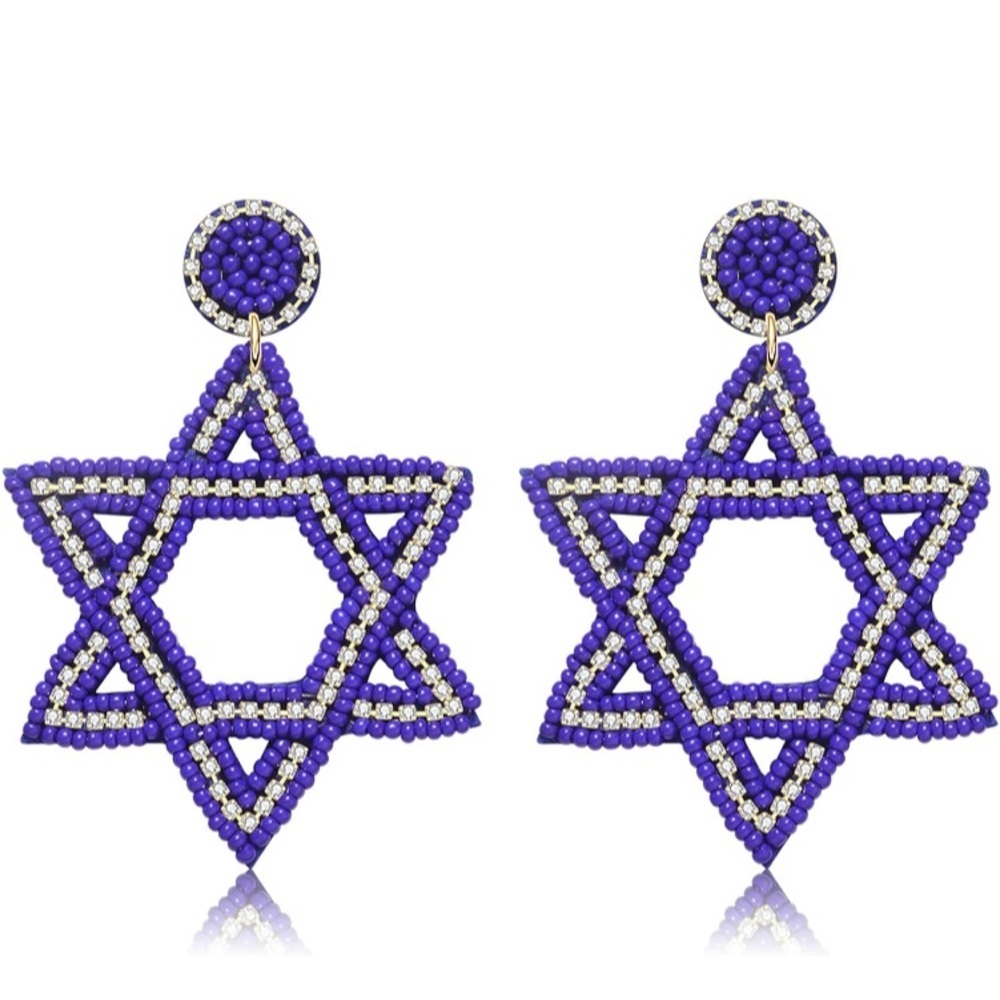 Beautiful Beaded Star Of David Earrings